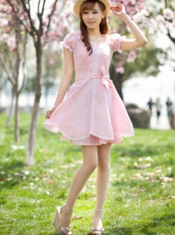 Square-neck Cute Sweet Lolita Short Sleeve Dress -MIMY Lolita Shop 1 500x672 397