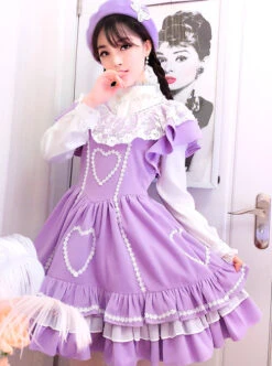 Purple Flying Sleeve Lace Sweet Lolita Dress -MIMY Lolita Shop 1 500x672 398