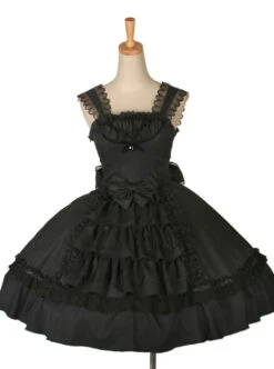 Dream Alice Cute Rabbit Black Gothic Lolita Sling Dress -MIMY Lolita Shop 1 500x672 40