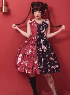Magic Tea Party Chocolate Rabbit Series Printing Chinese Style Sweet Lolita Sling Dress -MIMY Lolita Shop 1 500x672 416
