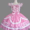 Pink And White Lace Bowknot Sweet Lolita Fly Sleeves Dress