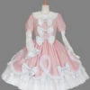 Pink And White Round Neck Bow Lovely Sweet Lolita Dress -MIMY Lolita Shop 1 500x672 439