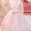 Sugar Dream Series JSK Spring Autumn High Waist Short Sleeve Pink Lace Bow Elegant Sweet Lolita Sling Long Dress And Bib -MIMY Lolita Shop 1 500x672 440