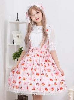 Dessert Printing Sweet Lolita Pink Sling Dress 9 Dessert Printing Sweet Lolita Pink Sling Dress -MIMY Lolita Shop 1 500x672 444