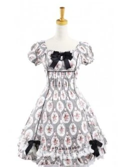Sweet Charlotte Black Cotton Short Sleeves Womens Lolita Dress -MIMY Lolita Shop 1 500x672 454