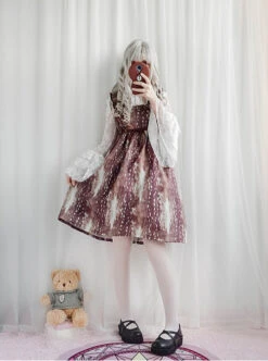 Daily Fawn Pattern Sweet Lolita Fly Sleeves Dress -MIMY Lolita Shop 1 500x672 455