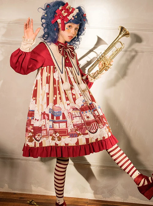 Popcorn Series Christmas Red Sweet Lolita Long Sleeve Dress 10 Popcorn Series Christmas Red Sweet Lolita Long Sleeve Dress - Image 8