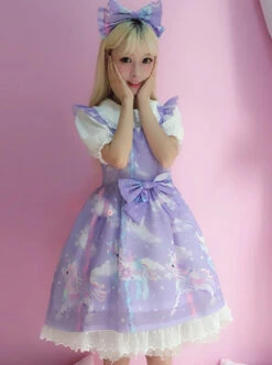 Unicorn Carousel Series Flying Sleeves Sweet Lolita Dress -MIMY Lolita Shop 1 500x672 472