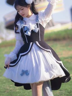 Star Wish Bottle Series Magic Girl Star Bowknot Swallowtail Hem Design Autumn Winter Classic Lolita Sleeveless Dress -MIMY Lolita Shop 1 500x672 487