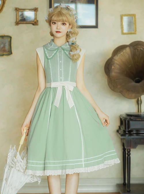 Jungle Letterhead Series Pastoral Style Green Daily Classic Lolita Pure Color Sleeveless Dress 11 Jungle Letterhead Series Pastoral Style Green Daily Classic Lolita Pure Color Sleeveless Dress - Image 9