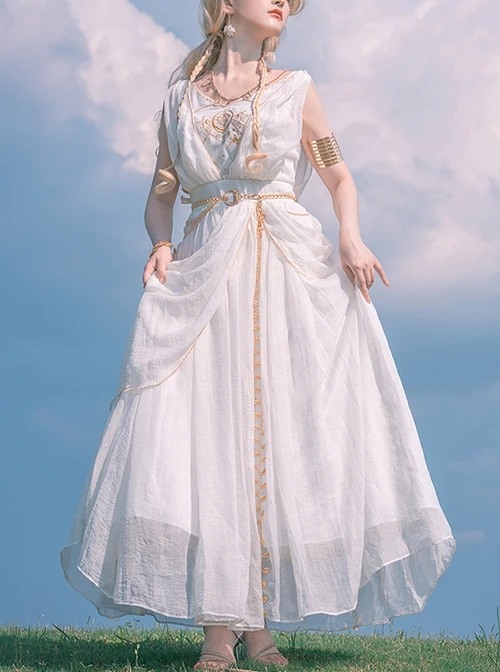 Gods Twilight Series Exquisite Gorgeous Embroidered Star Moon Metal Waist Chain Decoration Large Skirt Hem Classic Lolita Dress 5 Gods Twilight Series Exquisite Gorgeous Embroidered Star Moon Metal Waist Chain Decoration Large Skirt Hem Classic Lolita Dress - Image 3