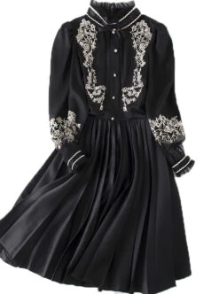 Black Retro Embroidery Standing Collar Classic Lolita Long Sleeve Dress 13 Black Retro Embroidery Standing Collar Classic Lolita Long Sleeve Dress -MIMY Lolita Shop 1 500x672 529