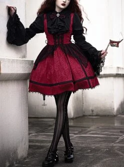 Court Style Retro Fishbone Breast Support Three-Dimensional Jacquard Long Sleeve Gothic Lolita Dress -MIMY Lolita Shop 1 500x672 53