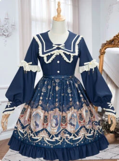 Explore The Stars Series OP Classic Lolita Long Sleeve Dress -MIMY Lolita Shop 1 500x672 531