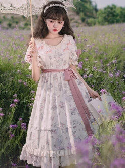 Everlasting Love Series OP Daily Elegant Flowers Printing Classic Lolita Short Sleeve Dress -MIMY Lolita Shop 1 500x672 536