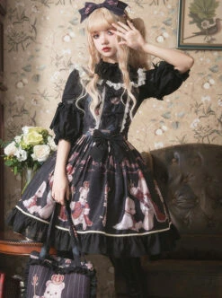 Coronation Bear Series JSK Chiffon Classic Lolita Sling Dress Version 2 -MIMY Lolita Shop 1 500x672 540