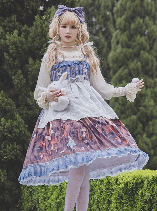 Alice Dark Forest Series JSK High Waist Classic Lolita Sling Long Dress 9 Alice Dark Forest Series JSK High Waist Classic Lolita Sling Long Dress - Image 7