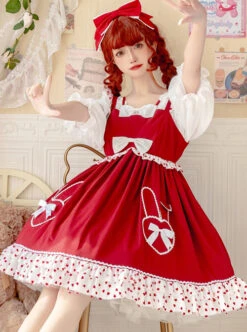 Bunny Jam Series Red Cute Polka-Dot Crinkled Hem Rabbit-Shaped Pocket Classic Lolita Princess Dress 9 Bunny Jam Series Red Cute Polka-Dot Crinkled Hem Rabbit-Shaped Pocket Classic Lolita Princess Dress -MIMY Lolita Shop 1 500x672 564