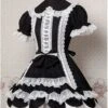 Black And White Puff Short Sleeves Ruffle Bow Lolita Dress