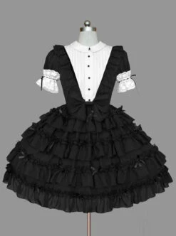 Black And White Lace Elegant Cotton Classic Lolita Dress
