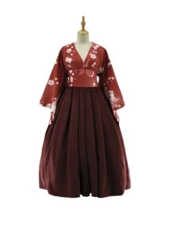 Japanese Style Pure Color Sexy Deep V Print Wide Sleeved Classic Lolita Long-Sleeved Dress -MIMY Lolita Shop 1 500x672 635