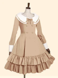 Double Breasted Lapel Long Sleeve Classic Lolita Dress -MIMY Lolita Shop 1 500x672 637
