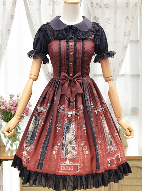 Old Castle Elves Series Retro High Waist Lolita Sling Dress 10 Old Castle Elves Series Retro High Waist Lolita Sling Dress - Image 8