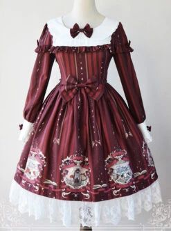 Magic Tea Party Bedtime Book Series OP Classic Lolita Long Sleeve Dress -MIMY Lolita Shop 1 500x672 654
