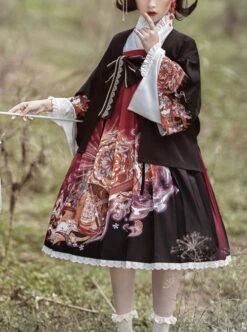 Japanese Girl Spring Summer Print Classic Lolita Sleeveless Dress Shirt Coat Suit -MIMY Lolita Shop 1 500x672 657