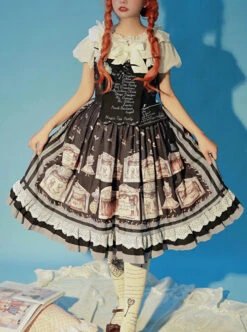 Box Theater Series JSK Printing Embroidery Normal Waist Classic Lolita Sling Dress -MIMY Lolita Shop 1 500x672 661