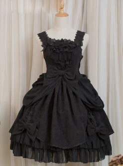 Dressy Dress Series Bowknot High Waist Classic Lolita Sling Dress -MIMY Lolita Shop 1 500x672 666