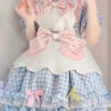 Cute Pastry Chef Checkerboard Design Pleated Ruffled Hem Bow Knot Apron Doll Neckline Classic Lolita Dress -MIMY Lolita Shop 1 500x672 669