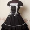 Black And White Puff Sleeves Bow Lolita Dress 1 Black And White Puff Sleeves Bow Lolita Dress -MIMY Lolita Shop 1 500x672 674