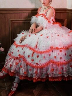 Snow Night Rose Series Flower Married Lolita Gorgeous Dress Rose Petal Heavy Industry Classic Lolita Sleeveless Dress -MIMY Lolita Shop 1 500x672 682