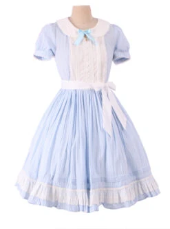 Alice In Wonderland Blue Short Puff Sleeves Classic Lolita Dress -MIMY Lolita Shop 1 500x672 717