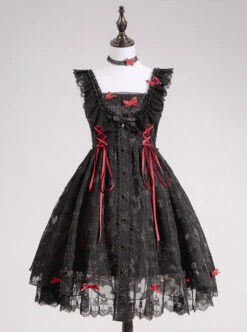 Floating Moon Dark Night Series JSK Dark Night Black Organza Gothic Lolita Sling Dress -MIMY Lolita Shop 1 500x672 76