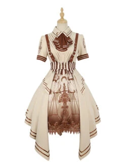 Libra Series OP British Style Solid Color Libra Graphic Printing Irregular Hem Design Classic Lolita Short Sleeve Dress Set -MIMY Lolita Shop 1 500x672 776