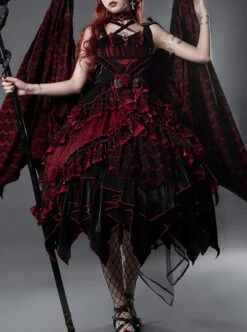 Astoria Series Flower Ruby Demonic Black Dragon Tea Party Gorgeous Gothic Lolita Rose Bowknot Sleeveless Dress Necklace Set -MIMY Lolita Shop 1 500x672 80