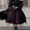 Girl Killer Series Dark Sweet Cool Irregular Halloween Crape Ruffle Bowknots Belt Chain Gothic Lolita Long Sleeves Dress -MIMY Lolita Shop 1 500x672 86