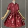 Dark Red Short SleevesPleated Skirt Qi Lolita Dress - Chinese Palace Lanterns -MIMY Lolita Shop 1 500x672 91