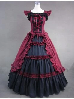 Black And Red Bandage Floral Double-Layer Lolita Prom Dress -MIMY Lolita Shop 1 500x672 917