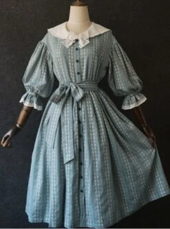 The Green Sailor Collar Petal Pure Cotton Sleeve Dress -MIMY Lolita Shop 1 500x672 948