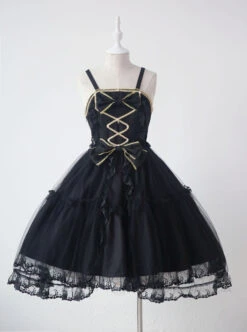 Black Bowknot Bind Straps Gothic Lolita Sling Dress -MIMY Lolita Shop 1 500x672 96