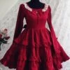 Red Long Sleeves Ruffle Classic Lolita Dress -MIMY Lolita Shop 1 500x672 98