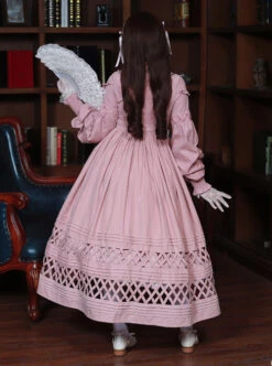 Lovely Long Sleeves Red Bow Cotton Lolita Dress -MIMY Lolita Shop 10 500x672 22