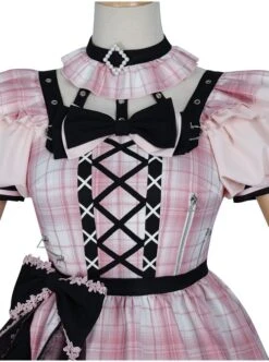 Tsubaki Sakura Series OP Idol Singing Clothes Black Sweet Pink Plaid Sweet Lolita Short Sleeve Dress -MIMY Lolita Shop 10 500x672 29