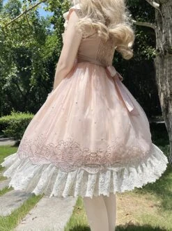 Elegant Sweet Daily Lace Pleats Embroidered Hem Pearls Love Decoration Sweet Lolita Sleeveless Dress -MIMY Lolita Shop 10 500x672 32
