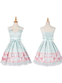 Cherry Blossom Festival Series JSK Printing Light Green Japanese Style Sweet Lolita Sling Dress With The Thin Coat -MIMY Lolita Shop 10 500x672 40