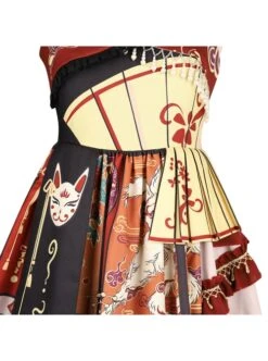 Fox Demon Series JSK Japanese Style Vintage Printing Sweet Lolita Red Sling Dress -MIMY Lolita Shop 10 500x672 42