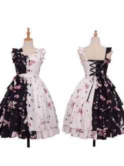 Magic Tea Party Chocolate Rabbit Series Printing Chinese Style Sweet Lolita Sling Dress -MIMY Lolita Shop 10 500x672 57